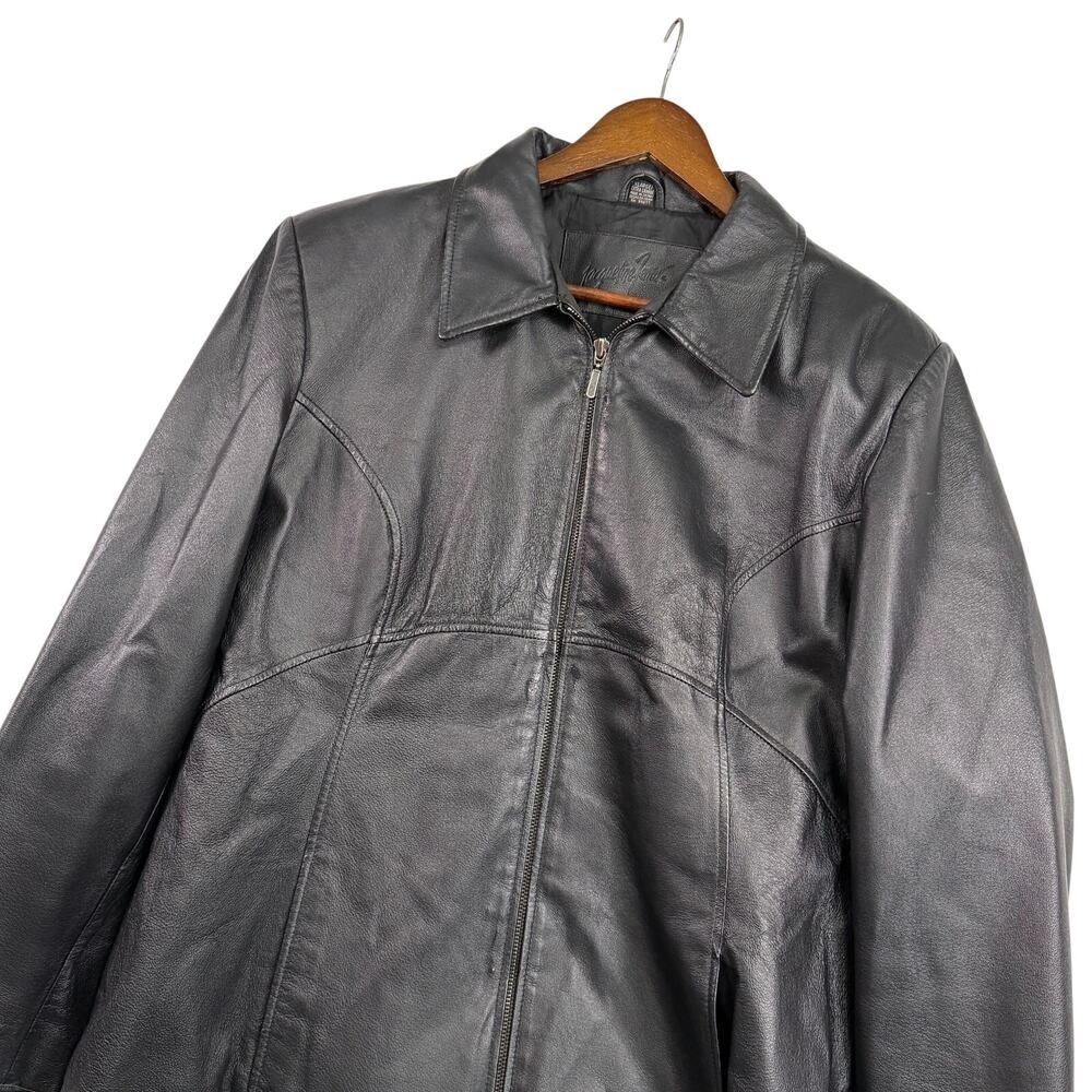 Jacqueline Ferrar Women’s XL Genuine Leather Jacket Black Full Zip Tailored Fit